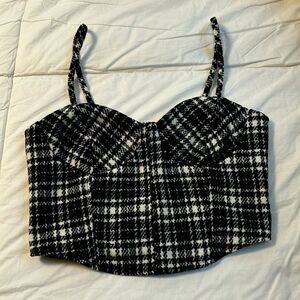 Houndstooth classy thick material crop top